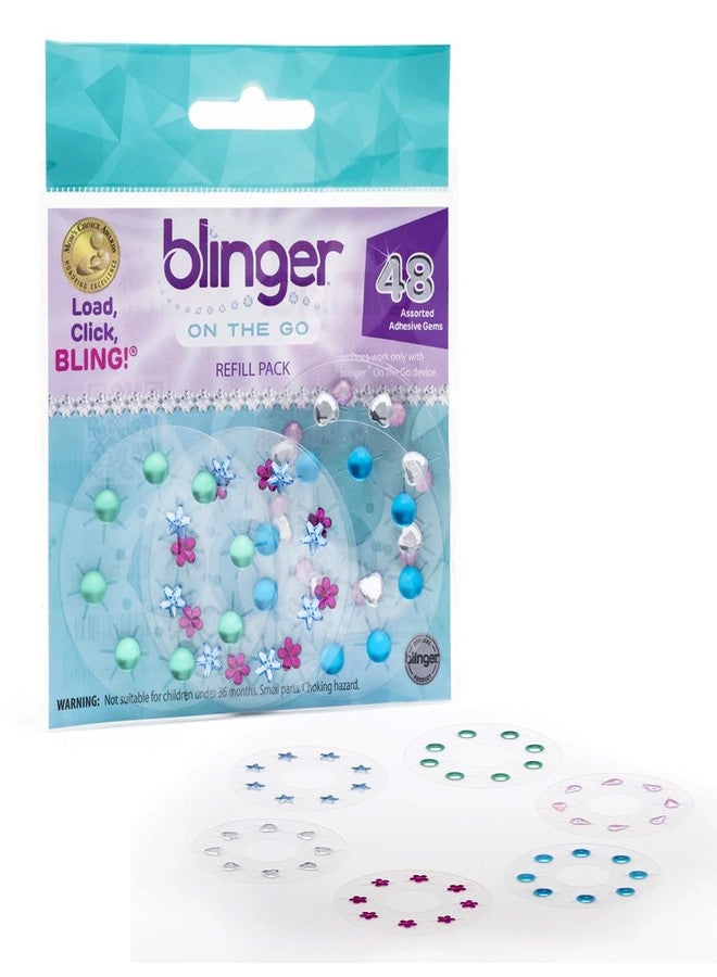 blinger® On The Go (Mini) Refill Pack | 48 Acrylic Rhinestones in 6 Discs | Exclusive for Mini blinger Gem Stamper (Fun) - Image 1